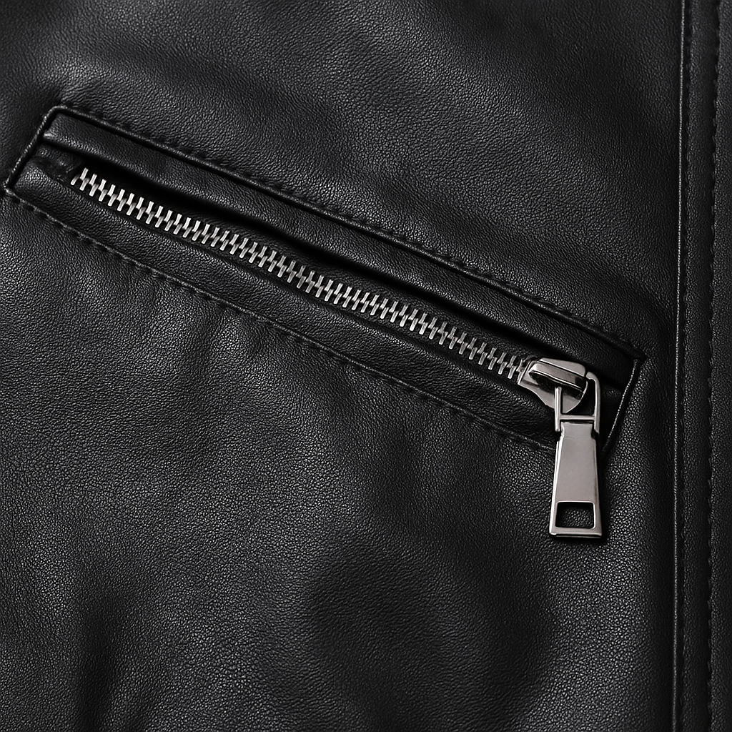 Jaqueta Masculina de Couro Nobre com Cinto Frontal