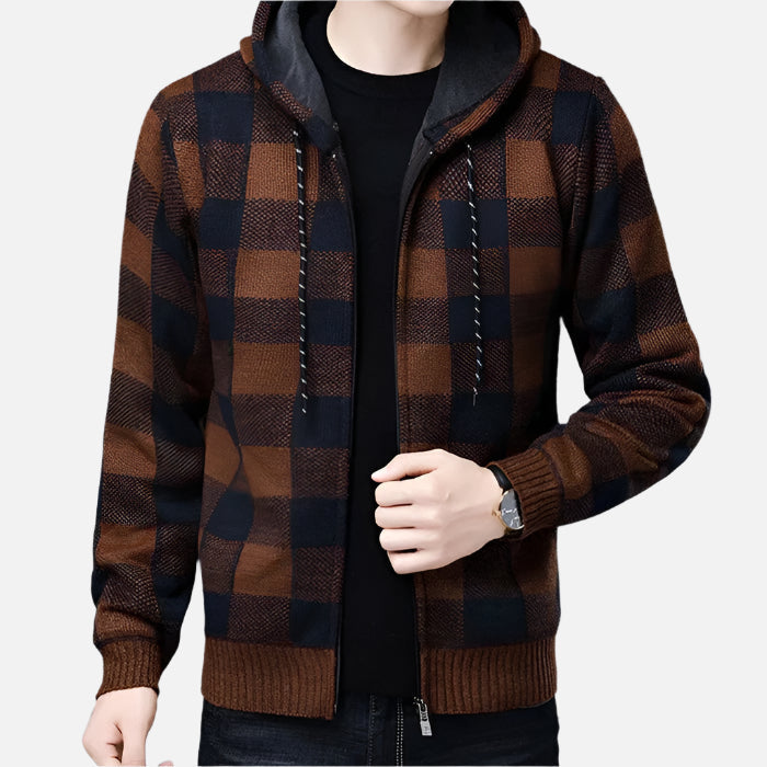 Jaqueta Masculina Xadrez com Capuz